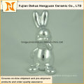 Animal Shaped Ceramic Craft, Plating Sliver Ceramic Rabbit for Easter Decoration